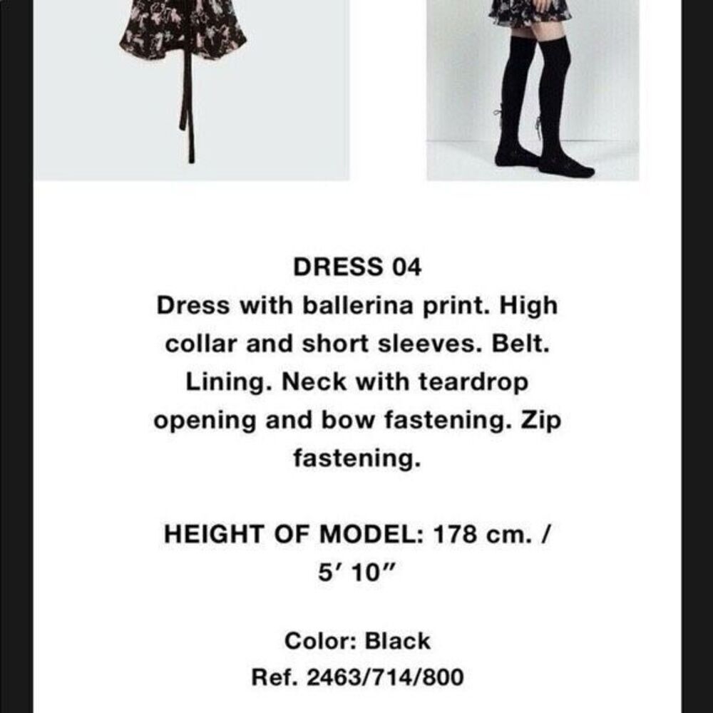 ✨ZARA STUDIO BALLET PRINT RUFFLE SZ XS/S DRESS✨ - Picture 5 of 11